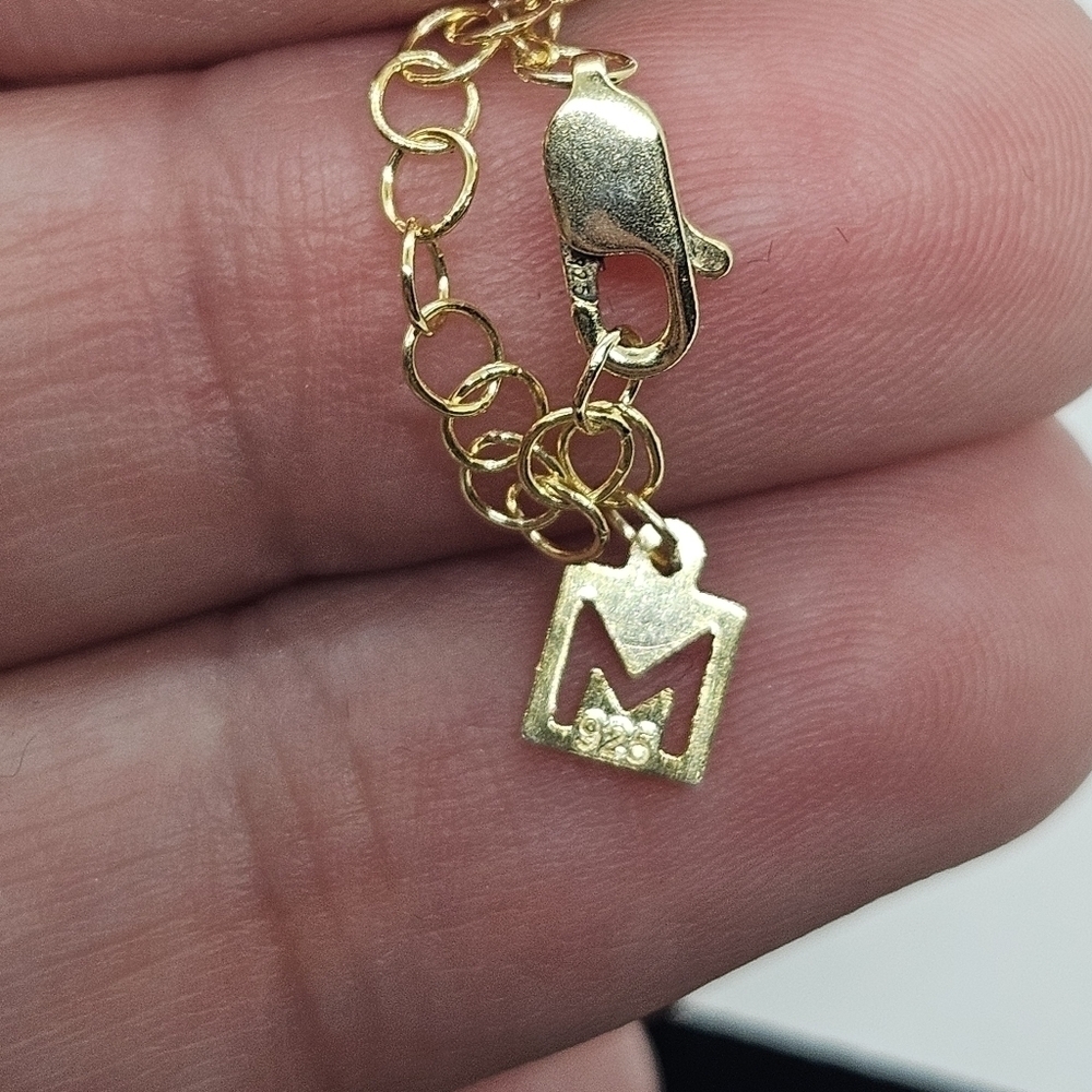 The M Jewelers Gold Wash Sterling Silver Crystal Rectangle Pendant Necklace — image 6 of 7